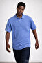 Men's Short Sleeve Loose A-Blue Polo Collar T-Shirt - 2