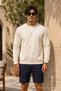Knitted Long Sleeve Ecru Men's Sweatshirt - 2