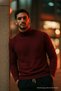 Men's Half Turtleneck Burgundy Knit Sweater - 3