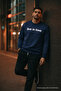 Men's Live İn Love Print Navy Blue Sweatshirt - 3