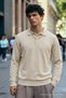 Men's Long Sleeve Regular Cut Cream Sweater