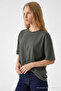 Women's Crew Neck Smoked Oversized T-Shirt - 2