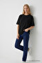 Women's Crew Neck Black Oversized T-Shirt - 3