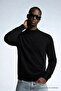 Men's Half Fisherman Black Knitwear Sweater - 2
