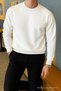 Herren Relax Fit Winter Weißer Basic Pullover - 6