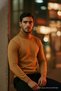 Men's Half Turtleneck Brown Knit Sweater - 6