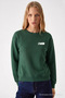 Women's Cmb Text Print Dark Green Loose Sweatshirt