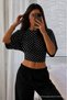 Women's Bat Sleeve Basic Tight 3-Piece Crop Blouse - 6
