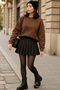 Women's Crew Neck Winter Oversized Brown Sweater - 5