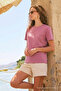 Women's Short Sleeve Cotton Powder T-Shirt - 5