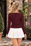 Women's Boat Neck Basic Slim Blouse 3-Piece Set - 5