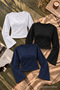 Women's Basic Wide Sleeve Crop Blouse 3-Piece