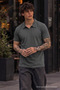 Men's 100% Cotton Smoked Polo Neck T-Shirt