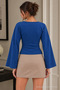 Women's Casual Bodycone Blue Knitted Blouse - 3