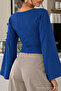 Women's Casual Waist-Fitted Blue Blouse - 6
