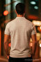 Men's Short Sleeve Gray Loose Polo Collar T-Shirt - 5