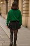Women's Crew Neck Oversized Dark Green Sweater - 7