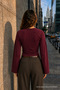 Women's Wing Sleeve Fit Textured Burgundy Blouse - 3