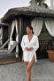 Kadın Straight Fit Basic Beyaz Mini Kimono - 2