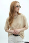 Women's Short Sleeve Cotton Pack Beige Oversized T-Shirt - 2