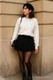 Women's Crew Neck Winter Oversized White Sweater - 4