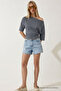 Women's Off-Shoulder Short Sleeve Smoked Tight T-Shirt