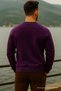 Men's Thick Crew Neck Casual Purple Sweater - 6