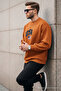 Men's Usa Print Comfort Orange Sweatshirt - 4