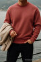 Men's Crew Neck Casual Dusty Rose Sweater - 4