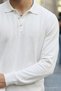Men's Long Sleeve Regular Cut White Sweater - 6