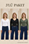 Women's V-Neck Long Sleeve Tight 3-Piece Blouse