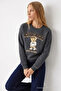 Women's Chiacago Bear Printed Smoked Sweatshirt - 4