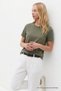 Women's Crew Neck Loose Basic Khaki T-Shirt - 5