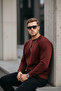 Burgundy Color Basic Crew Neck Relaxed Regular Men's Sweatshirt - 6