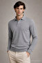Men's Casual Gray Polo Neck Knit Sweater