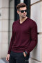 Men's Premium Burgundy V-Neck Knit Sweater - 2