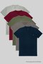 Men's 100% Cotton 5-Piece T-Shirt Pack Navy Blue-Fume-Khaki-Burgundy-Grimelange