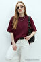 Women's Short Sleeve Cotton Pack Claret Red Oversized T-Shirt - 3
