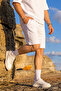 Men's Cotton Casual Loose Ecru Shorts with Pockets - 3