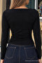 Women's Black Basic Fitted Blouse - 6