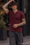 Men's 100% Cotton Claret Red Polo Neck T-Shirt - 4