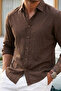 Men's Straight Woven Trend Coffee Shirt - 5