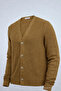 Women's V-Neck Buttoned Loose Caramel Knit Sweater