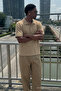 Men's Trend Casual Cream Polo Neck T-Shirt - 2