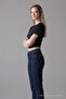 Women's Wide Short Sleeve Black Crop T-Shirt - 2