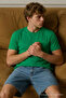 Men's Short Sleeve Comfortable Cotton Green T-Shirt - 2