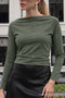 Women's Casual Degaje Boat Neck Khaki Blouse - 5