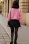 Women's Crew Neck Winter Oversized Pink Sweater - 5