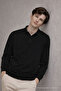 Men's Casual Black Polo Neck Knit Sweater - 3