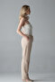 Women's Elastic Comfortable Beige Linen Pants - 2